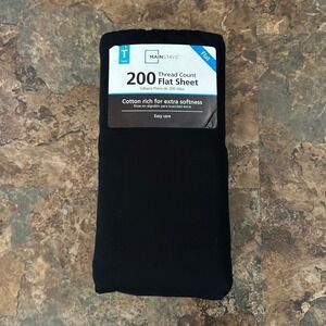 Mainstays 200 Thread Count Flat Sheet Twin Black Cotton Soft